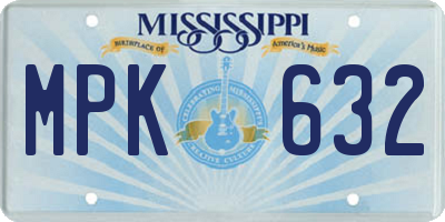 MS license plate MPK632