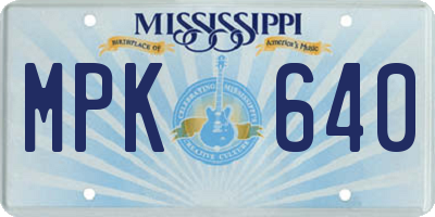 MS license plate MPK640