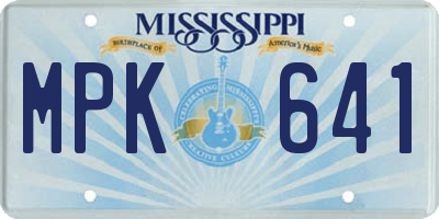 MS license plate MPK641