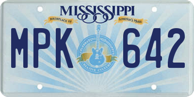 MS license plate MPK642