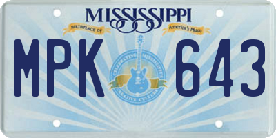 MS license plate MPK643