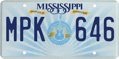 MS license plate MPK646