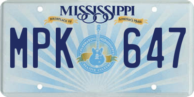 MS license plate MPK647