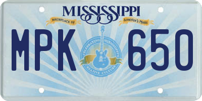 MS license plate MPK650