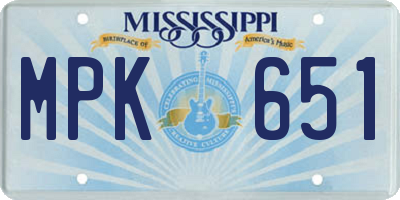 MS license plate MPK651