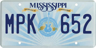 MS license plate MPK652