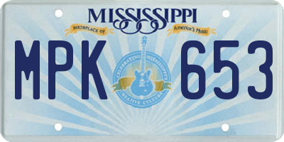 MS license plate MPK653