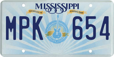 MS license plate MPK654