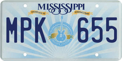 MS license plate MPK655