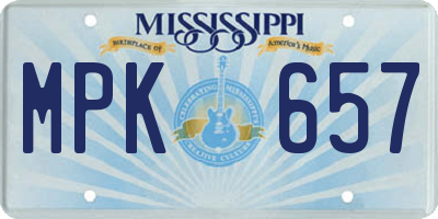 MS license plate MPK657