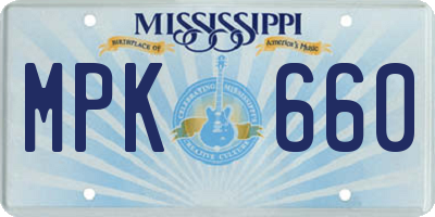MS license plate MPK660
