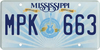 MS license plate MPK663