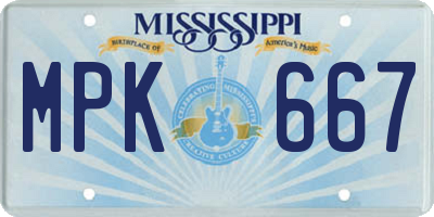 MS license plate MPK667