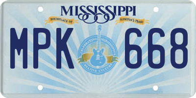 MS license plate MPK668