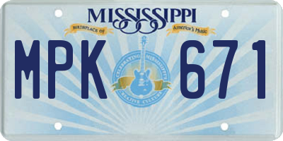 MS license plate MPK671