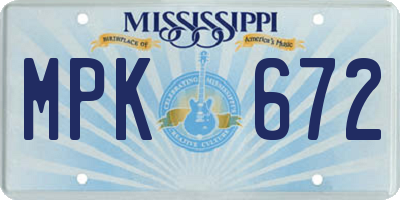 MS license plate MPK672