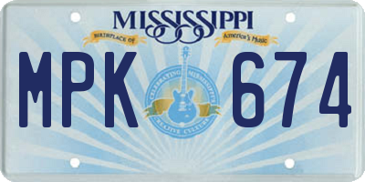 MS license plate MPK674