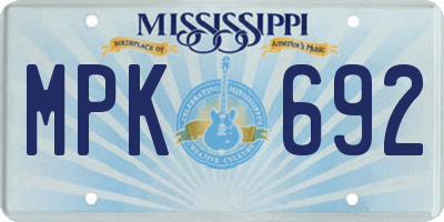 MS license plate MPK692