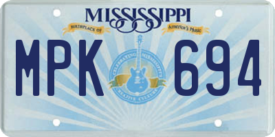 MS license plate MPK694