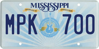 MS license plate MPK700