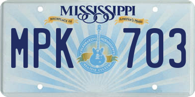 MS license plate MPK703