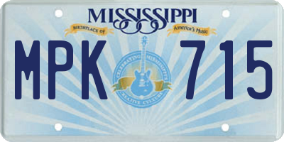 MS license plate MPK715