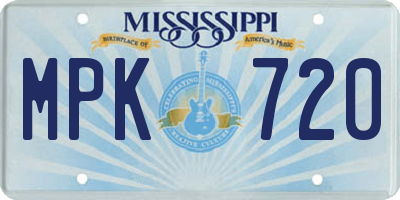 MS license plate MPK720