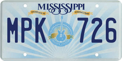 MS license plate MPK726