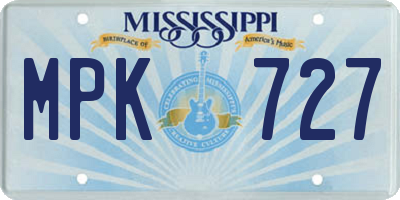 MS license plate MPK727