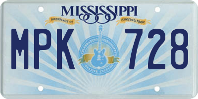 MS license plate MPK728
