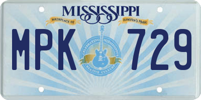 MS license plate MPK729