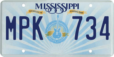 MS license plate MPK734
