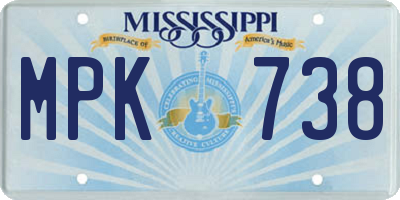 MS license plate MPK738