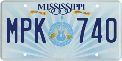 MS license plate MPK740
