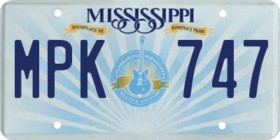 MS license plate MPK747
