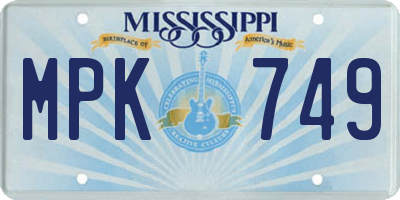 MS license plate MPK749