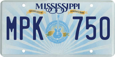 MS license plate MPK750