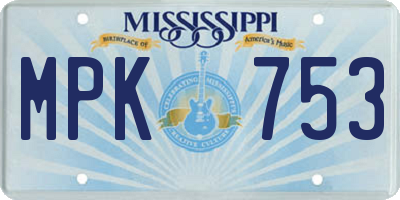 MS license plate MPK753