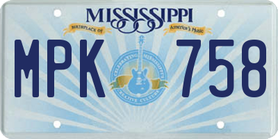 MS license plate MPK758