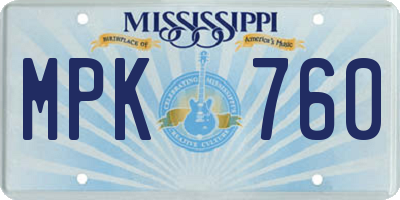 MS license plate MPK760