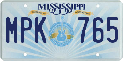 MS license plate MPK765