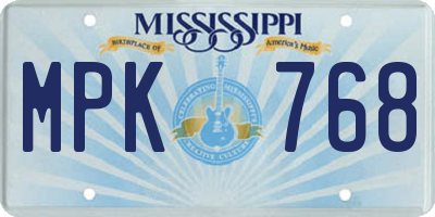 MS license plate MPK768