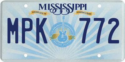 MS license plate MPK772