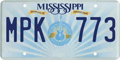 MS license plate MPK773