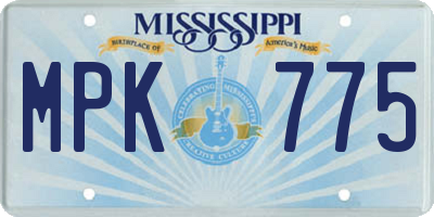 MS license plate MPK775