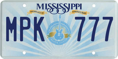 MS license plate MPK777