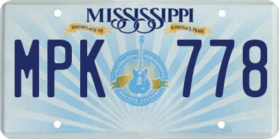 MS license plate MPK778