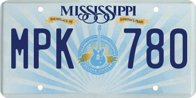 MS license plate MPK780