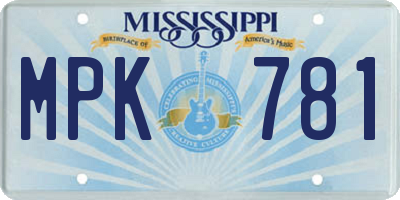 MS license plate MPK781