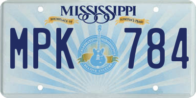 MS license plate MPK784